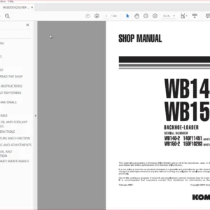 Komatsu WB140-2, WB150-2 Backhoe-Loader Service Shop Repair Manual SN 140F11451, 150F10293 And Up - PDF DOWNLOAD