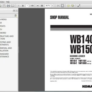 Komatsu WB140-2, WB150-2 Backhoe Loader Shop Manual SN 140F11531 and up, 150F10303 and up - PDF DOWNLOAD