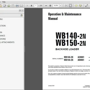 Komatsu WB140-2N,WB150-2N Backhoe Loaders Operation & Maintenance Manual SN A20001, A60001 and up - PDF DOWNLOAD