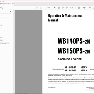 Komatsu WB140Ps-2N, WB150Ps-2N Backhoe Loader Operation & Maintenance Manual - PDF DOWNLOAD
