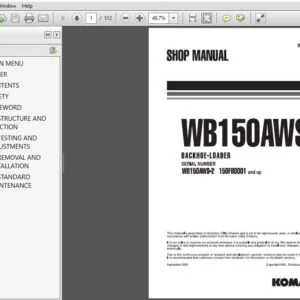 Komatsu WB150AWS-2 Backhoe Loader Shop Manual SN 150F80001 and up - PDF DOWNLOAD