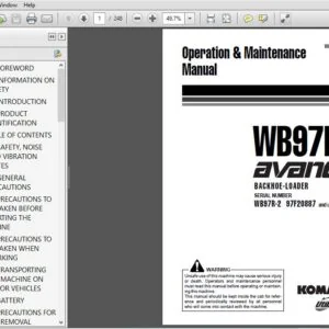 Komatsu WB97R-2 Backhoe Loader Operation & Maintenance Manual SN 97F20887 and up - PDF DOWNLOAD
