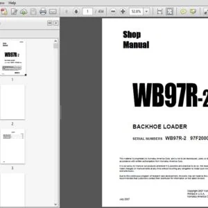 Komatsu WB97R-2 Backhoe Loader Shop Manual SN 97F20001 and up - PDF   DOWNLOAD