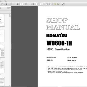 Komatsu WD600-1H 10169 and up Wheel Dozer Shop Manual - PDF DOWNLOAD