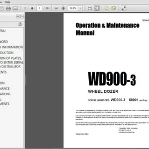 Komatsu WD900-3 Wheel Dozer Operation & Maintenance Manual SN 50001 and up - PDF DOWNLOAD