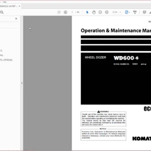 Komatsu Wheel Dozer WA600-6 Operation & Maintenance Manual SN 55001 and up - PDF DOWNLOAD