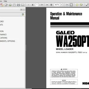 Komatsu Wheel Loader GALEO WA250PTL-5 Operation & Maintenance Manual SN 70001 and up - DOWNLOAD