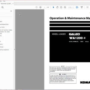 Komatsu Wheel Loader Galeo WA1200-3 Operation & Maintenance Manual SN 50001 and up - PDF DOWNLOAD