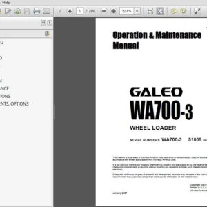Komatsu Wheel Loader Galeo WA700-3 Operation & Maintenance Manual SN 51005 and up - PDF DOWNLOAD