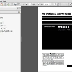 Komatsu Wheel Loader WA150-5 Operation & Maintenance Manual SN 73685 and up - PDF DOWNLOAD