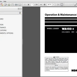 Komatsu Wheel Loader WA150-6 Operation & Maintenance Manual SN 80051 and up - PDF DOWNLOAD