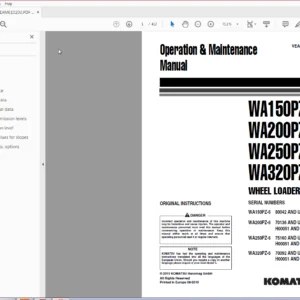 Komatsu Wheel Loader WA150PZ-6, WA200PZ-6, WA250PZ-6, WA320PZ-6 Operation and Maintenance Manual - PDF DOWNLOAD