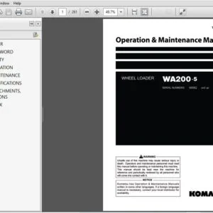 Komatsu Wheel Loader WA200-5 Operation & Maintenance Manual SN 68582 and up - PDF DOWNLOAD