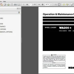 Komatsu Wheel Loader WA200-5 Operation & Maintenance Manual SN 69294 and up - PDF DOWNLOAD