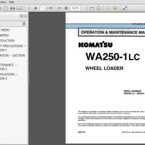 Komatsu Wheel Loader WA250-1LC Operation & Maintenance Manual SN A65001 and up - PDF DOWNLOAD