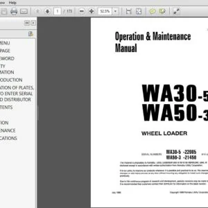 Komatsu Wheel Loader WA30-5, WA50-3 Operator & Maintenance Manual SN 22005, 21450 and up - PDF DOWNLOAD