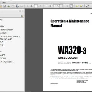 Komatsu Wheel Loader WA320-3 Operator & Maintenance Manual SN 50403 and up - PDF DOWNLOAD
