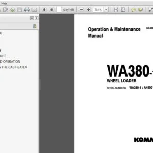 Komatsu Wheel Loader WA380-1LC Operator & Maintenance Manual SN A45001 and up - PDF DOWNLOAD