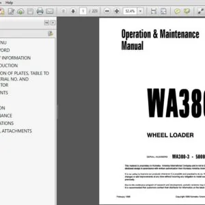 Komatsu Wheel Loader WA380-3 Operator & Maintenance Manual SN 50001 and up - PDF DOWNLOAD