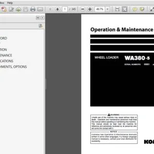 Komatsu Wheel Loader WA380-5 Operation & Maintenance Manual SN 60001 and up - PDF DOWNLOAD