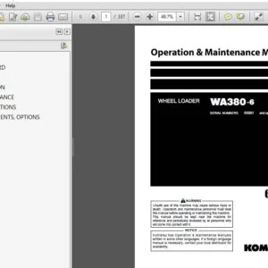 Komatsu Wheel Loader WA380-6 Operation & Maintenance Manual SN 65001 and up - PDF DOWNLOAD