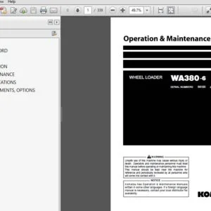 Komatsu Wheel Loader WA380-6 Operation & Maintenance Manual SN 66105 and up - PDF DOWNLOAD