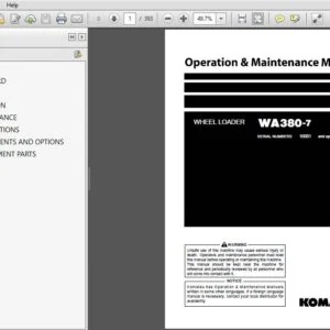 Komatsu Wheel Loader WA380-7 Operation & Maintenance Manual SN 10001 and up - PDF DOWNLOAD