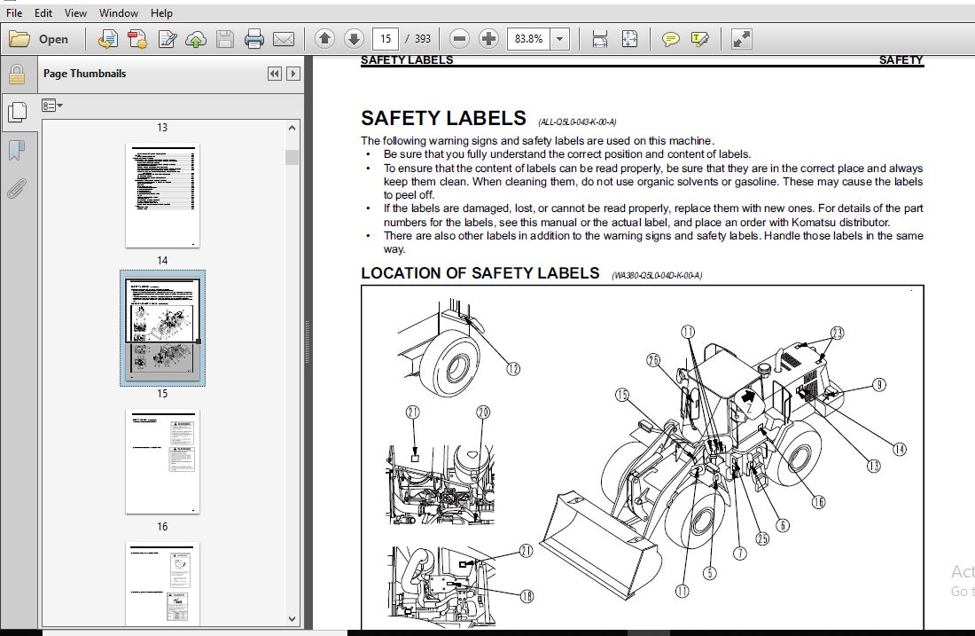 Komatsu Wheel Loader WA380-7 Operation & Maintenance Manual SN 10001