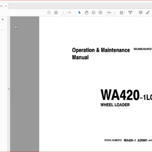 Komatsu Wheel Loader WA420-1 Operator & Maintenance Manual SN A25001 and up - PDF DOWNLOAD