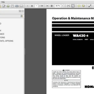 Komatsu Wheel Loader WA430-6 Operation & Maintenance Manual SN 65001 and up - PDF DOWNLOAD