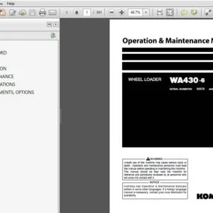 Komatsu Wheel Loader WA430-6 Operation & Maintenance Manual SN 65570 and up - PDF DOWNLOAD