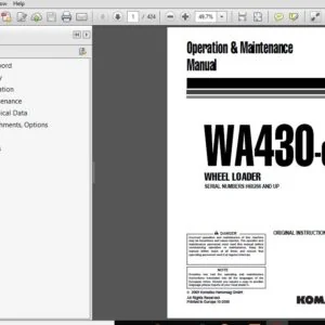 Komatsu Wheel Loader WA430-6EO Operation & Maintenance Manual SN H60266 and up - PDF DOWNLOAD