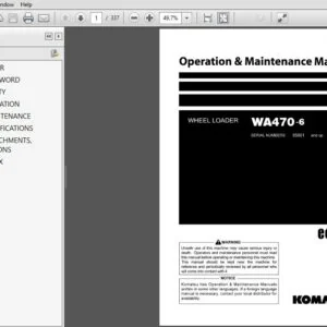 Komatsu Wheel Loader WA470-5 Operation & Maintenance Manual SN 85001 and up - PDF DOWNLOAD