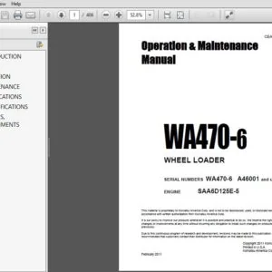 Komatsu Wheel Loader WA470-6 Operation & Maintenance Manual SN A46001 and up - PDF DOWNLOAD
