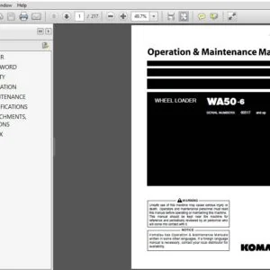 Komatsu Wheel Loader WA50-6 Operation & Maintenance Manual SN 60517 and up - PDF DOWNLOAD