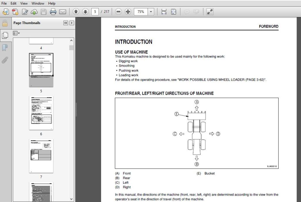 Komatsu Wheel Loader WA50-6 Operation & Maintenance Manual SN 60925 and