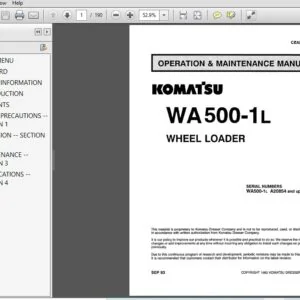 Komatsu Wheel Loader WA500-1L Operation & Maintenance Manual SN A20854 and up - PDF DOWNLOAD