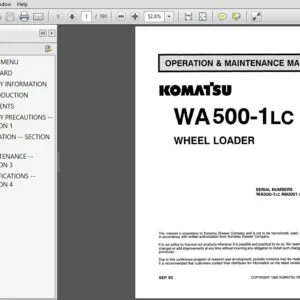 Komatsu Wheel Loader WA500-1LC Operation & Maintenance Manual SN A60001 and up - PDF DOWNLOAD
