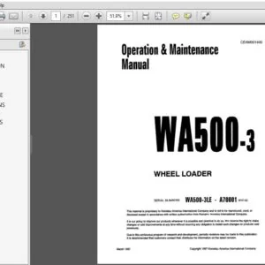 Komatsu Wheel Loader WA500-3 Operation & Maintenance Manual SN A70001 and up - PDF DOWNLOAD