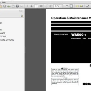 Komatsu Wheel Loader WA500-6 Operation & Maintenance Manual SN 55450 and up - PDF DOWNLOAD