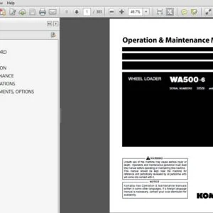 Komatsu Wheel Loader WA500-6 Operation & Maintenance Manual SN 55529 and up - PDF DOWNLOAD