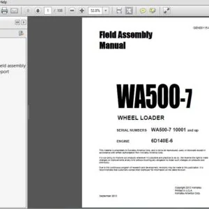 Komatsu Wheel Loader WA500-7 Field Assembly Manual SN 10001 and up - PDF DOWNLOAD