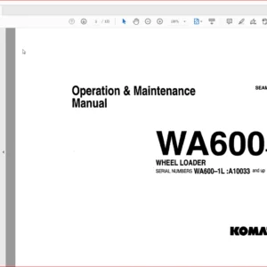 Komatsu Wheel Loader WA600-1L Operator & Maintenance Manual SN A10033 and up - PDF DOWNLOAD