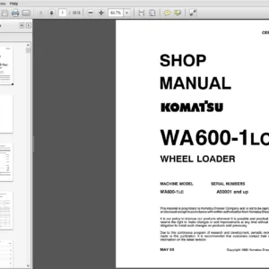 Komatsu Wheel Loader WA600-1LC Shop Manual CEBMW26030 - PDF DOWNLOAD