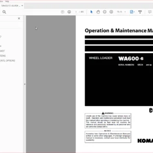 Komatsu Wheel Loader WA600-6 Operation & Maintenance Manual SN 60634 and up - PDF DOWNLOAD