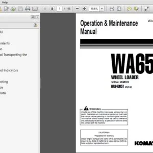 Komatsu Wheel Loader WA65-3 Operation & Maintenance Manual SN HA940051 and up - PDF DOWNLOAD