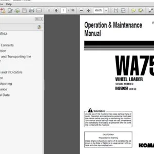Komatsu Wheel Loader WA75-3 Operation & Maintenance Manual SN HA950051 and up - PDF DOWNLOAD