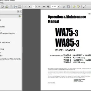 Komatsu Wheel Loader WA75-3 WA85-3 Operation & Maintenance Manual - PDF DOWNLOAD