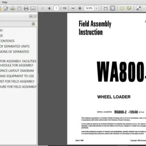 Komatsu Wheel Loader WA800-2 Field Assembly Instruction Manual SN 10540 and up - PDF DOWNLOAD