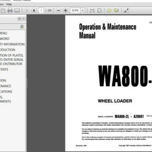 Komatsu Wheel Loader WA800-2 Operation & Maintenance Manual SN A20001 and up - PDF DOWNLOAD